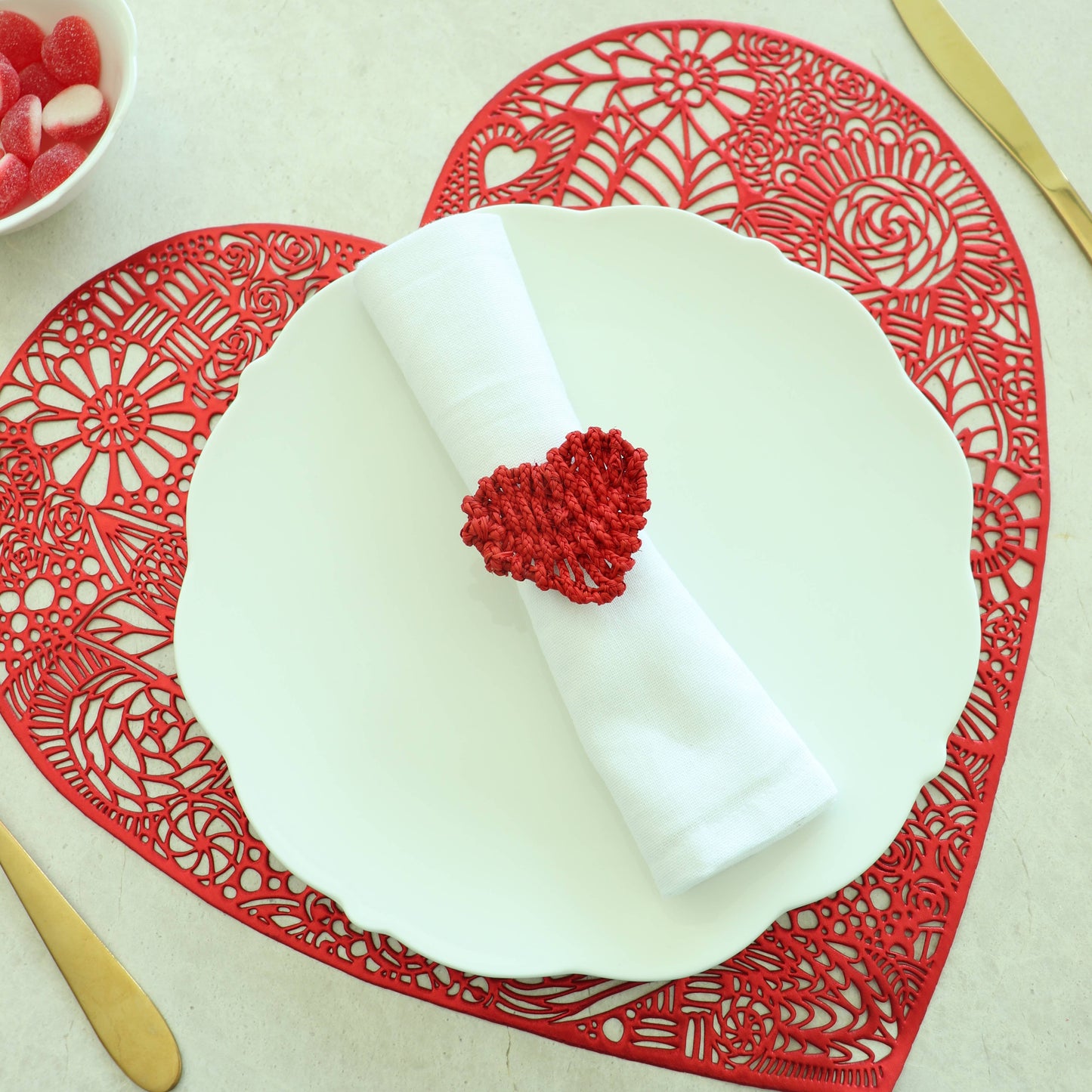 Anneau de serviette cœur - Tissé main