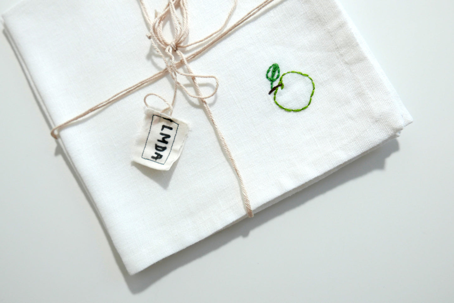 Lot de 4 Serviettes Lin brodée "Le Potager"