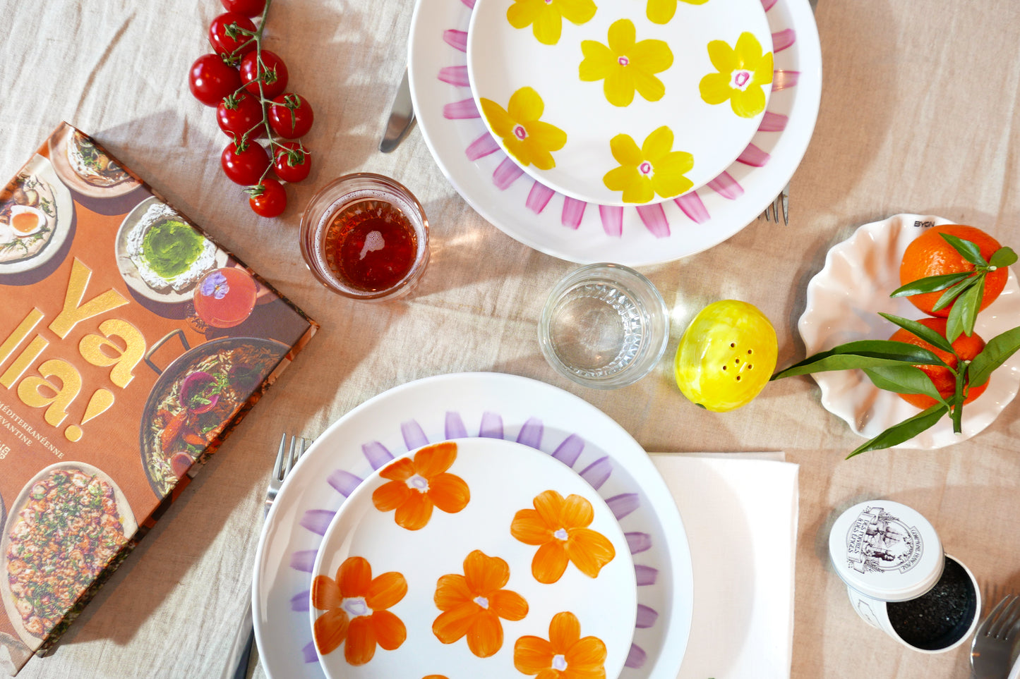 Assiette Porcelaine FLOWERS Orange