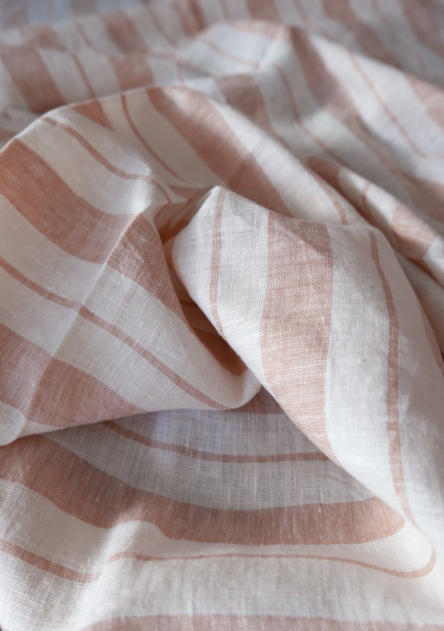 Nappe en Lin Lavé Rayé - Glaise Milk Large rayure