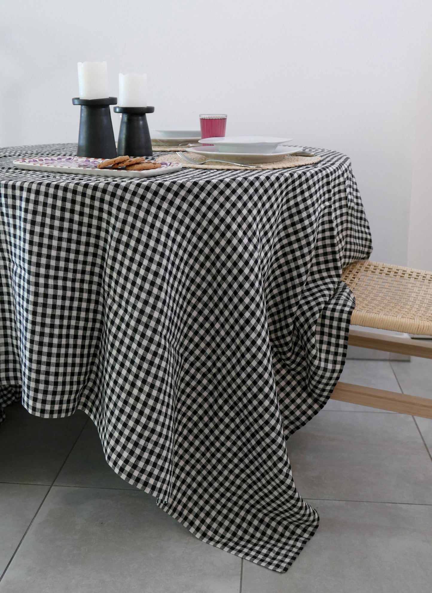 Bougeoirs sur pieds TADELAKT NOIR (Lot de 2)