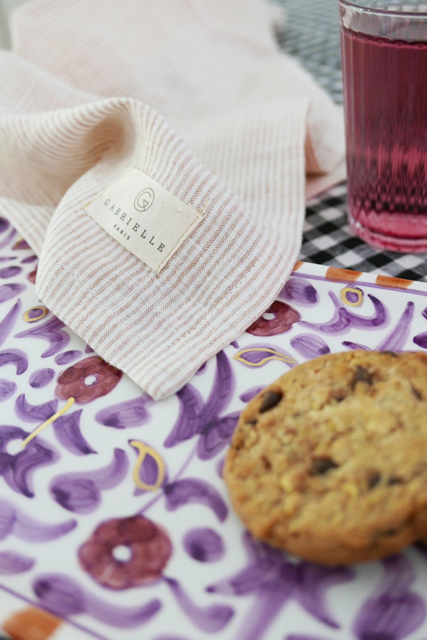Plateau long Fleurs Lilas Aubergine