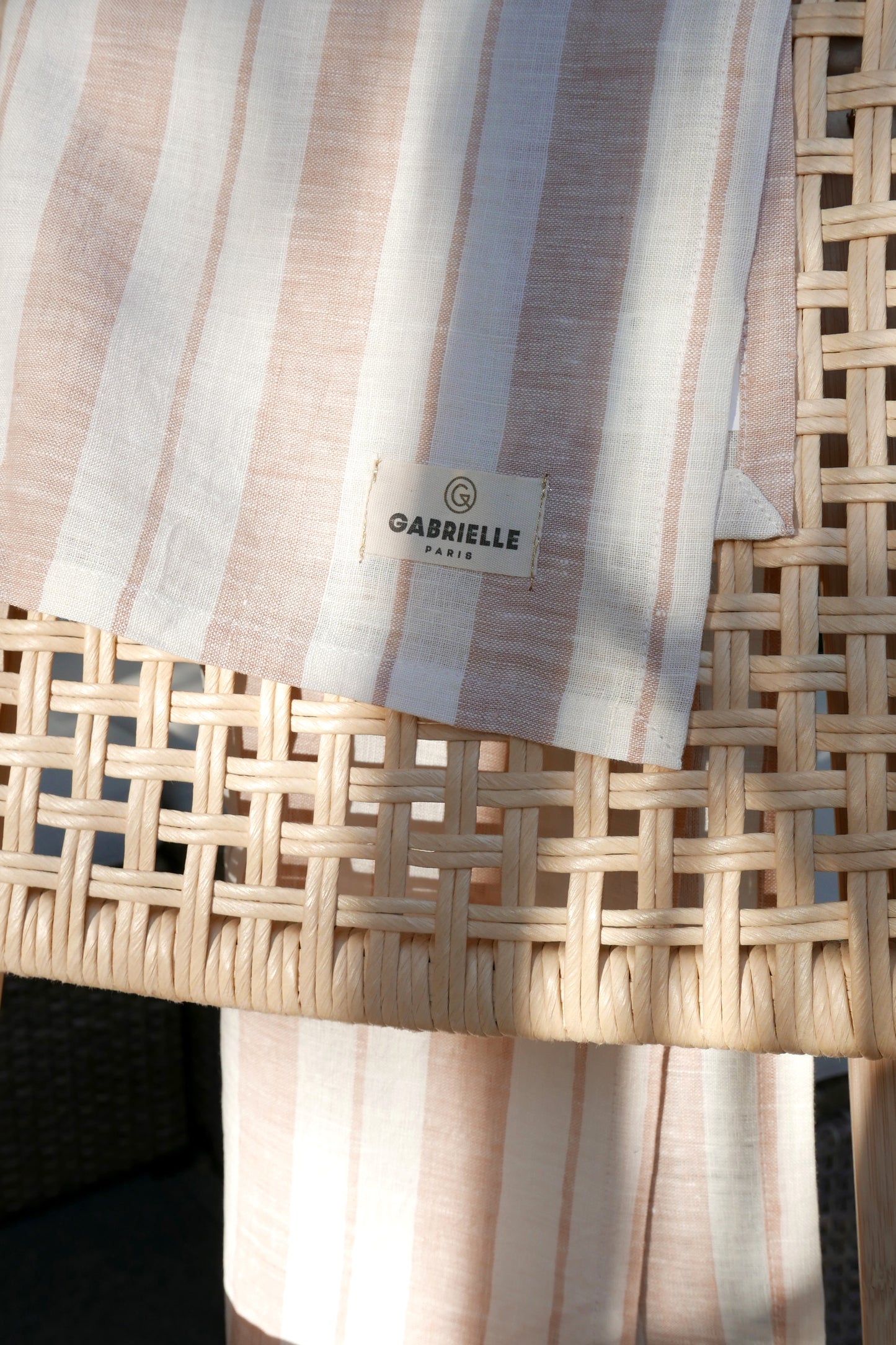 Torchon en lin lavé rayé - Glaise Milk Large Rayure