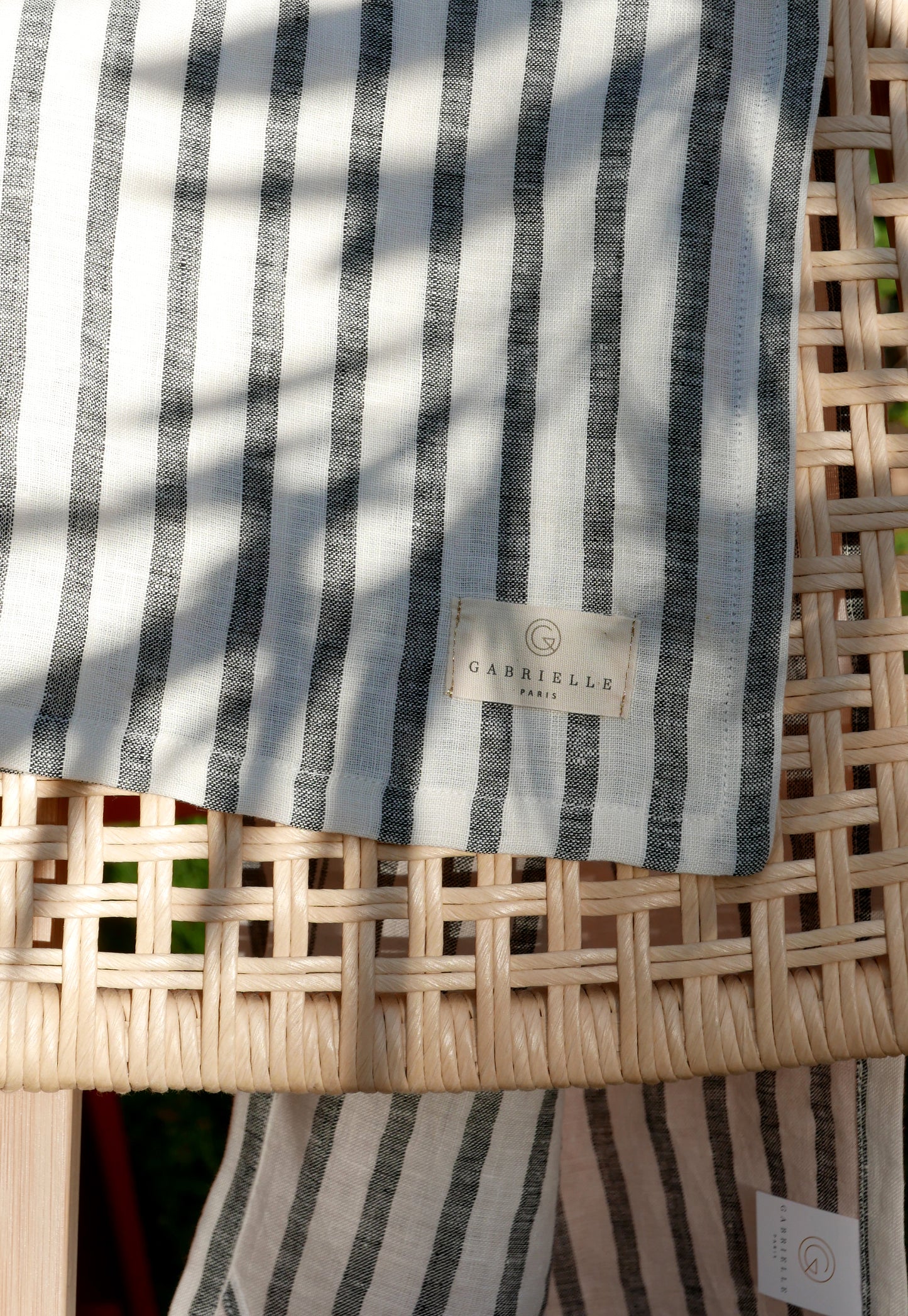 Torchon en lin lavé rayé - Black Milk Large Rayure