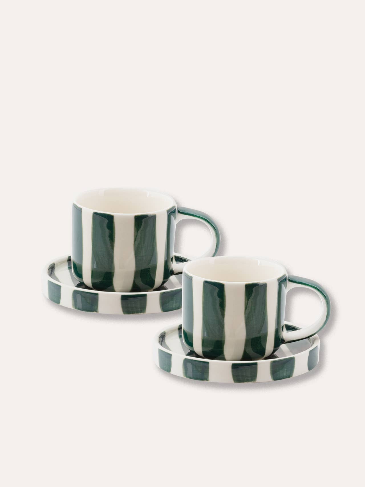 Tasses à café  Stripes - Vert doux (Lot de 2)