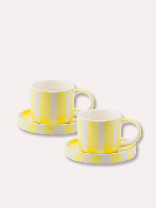 Tasses à café  Stripes - Jaune Spiaggia (Lot de 2)