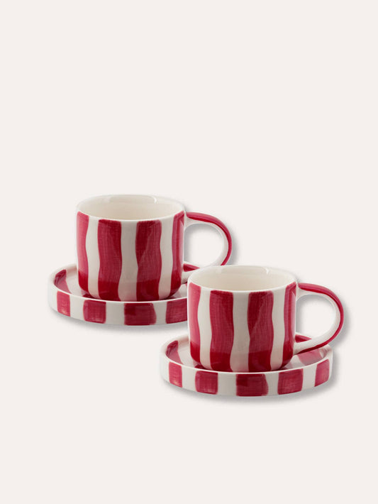 Tasses à café  Stripes - Morning Rouge Tramonto (Lot de 2)