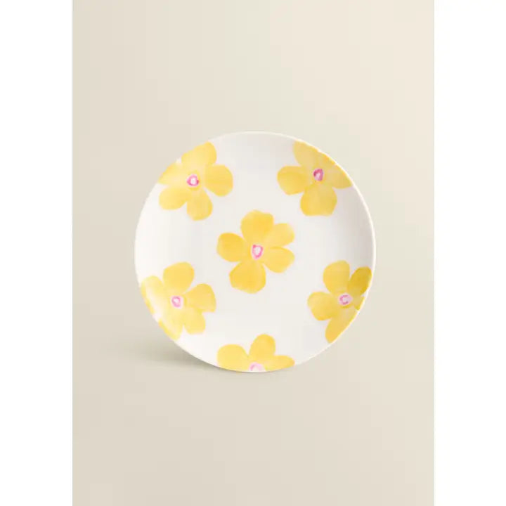 Assiette Porcelaine FLOWERS Jaune