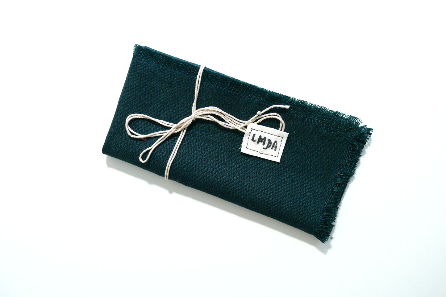 Serviette Lin frange Bleu Canard