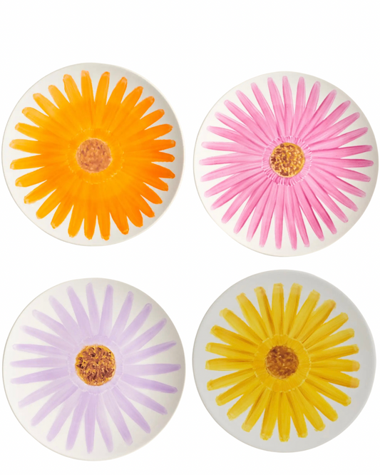 Lot de 4 assiettes Porcelaine - 27,5cm - MARGARITA 4 Couleurs