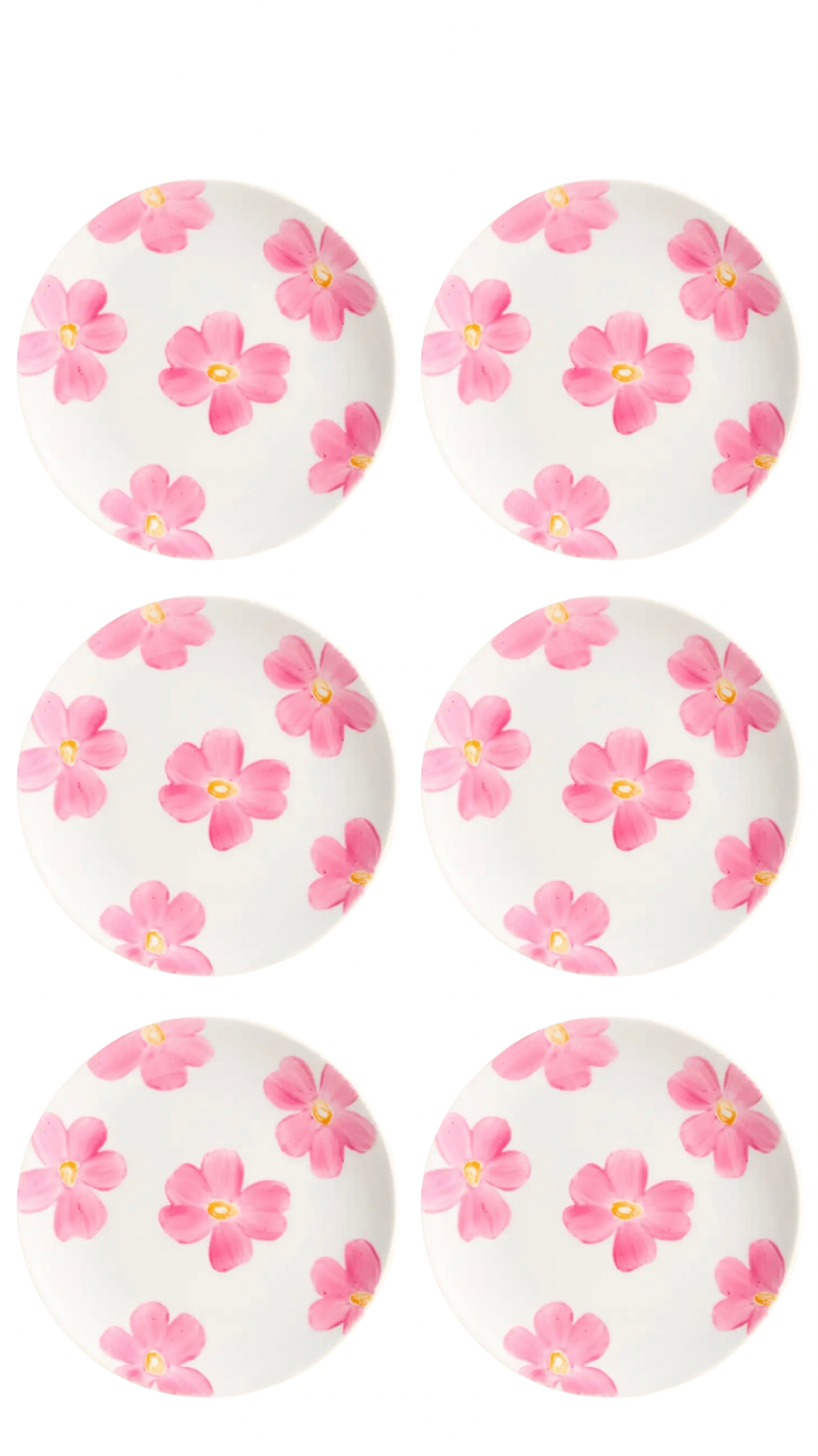 Lot de 6 Assiettes Porcelaine FLOWERS Rose