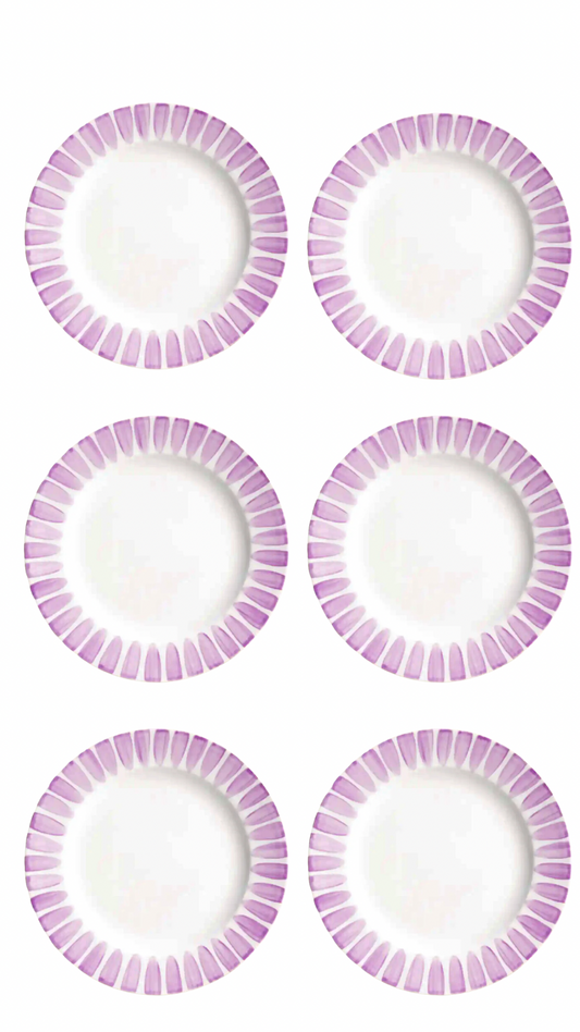 Lot de 6 Assiettes Porcelaine - 28cm - BORDER Violet