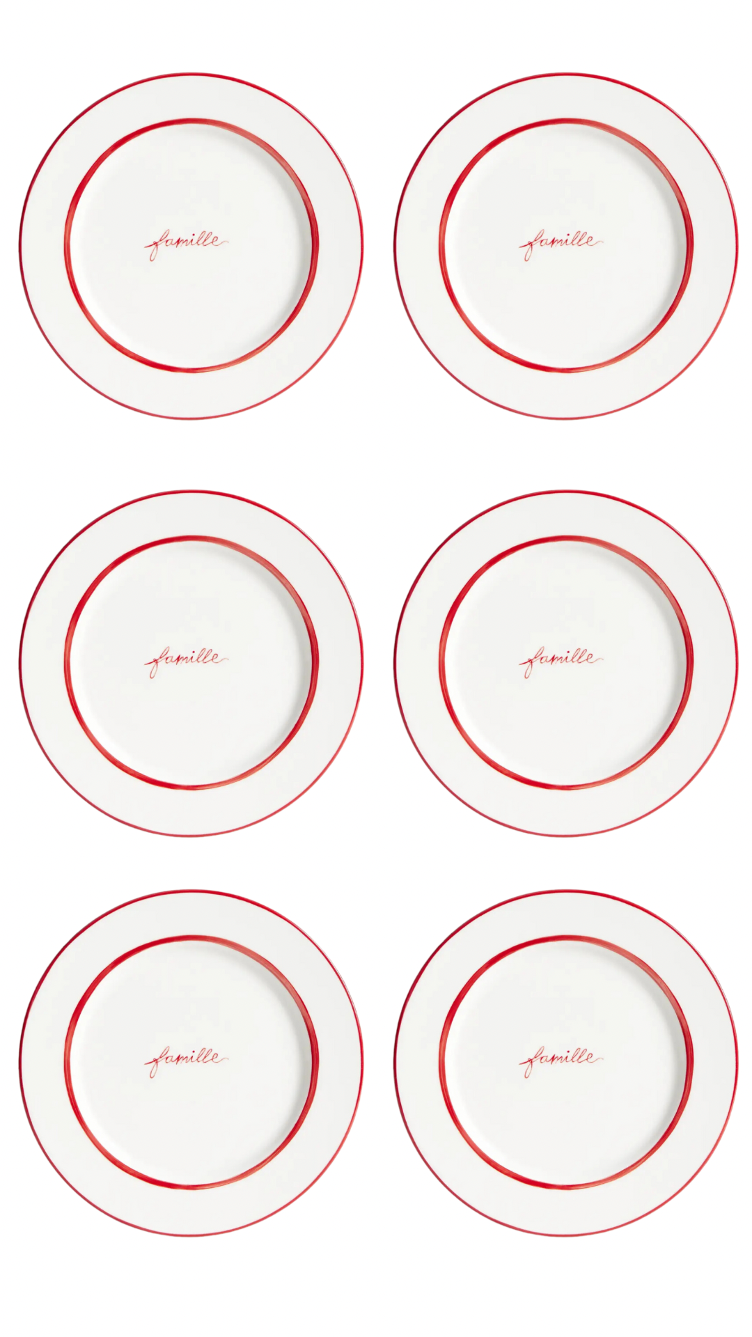 Lot de 6 assiettes Porcelaine - 28cm - FAMILLE