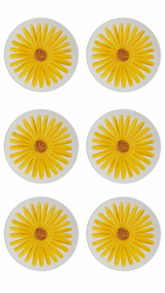 Lot de 6 Assiettes Porcelaine - 27,5cm - MAGARITA JAUNE