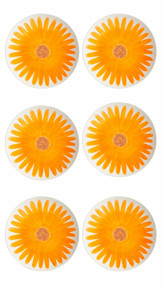 Lot de 6 assiettes Porcelaine - 27,5cm - MARGARITA Orange