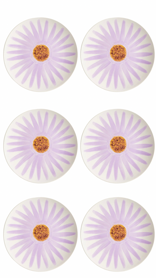 Lot de 6 assiettes Porcelaine - 27,5cm - MARGARITA Lila