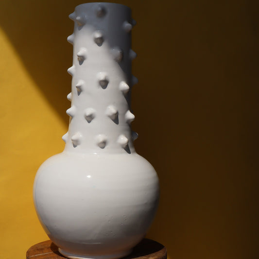 Vase Ethnique Picots Blanc