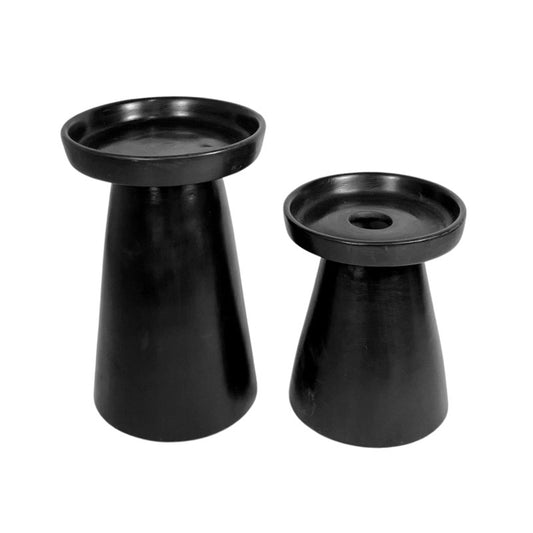 Bougeoirs sur pieds TADELAKT NOIR (Lot de 2)